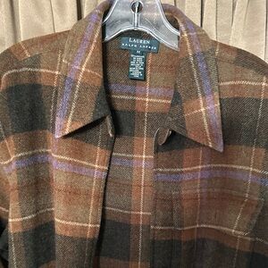 Lauren Ralph Lauren Brown and Purple Plaid Jacket